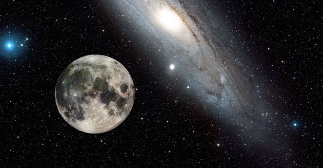 M31 porównanie Księżyc