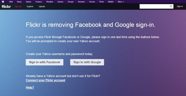 Flickr Google Facebook login