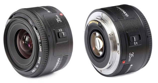 Yongnuo 35 mm f/2 widok bok przód tył