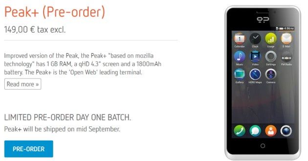 Geeksphone Peak+ smartfon przedsprzedaż