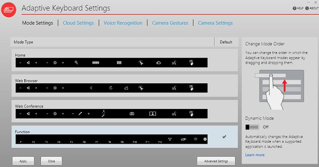 Adaptive Keyboard Settings