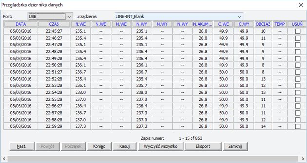 Winpower Menadżer - Przeglądarka dziennika danych