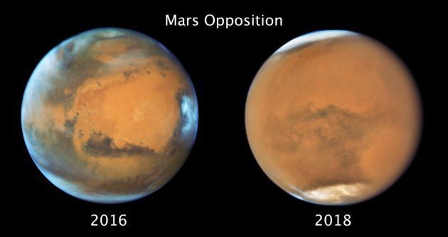 Mars w opozycji 2016 i 2018