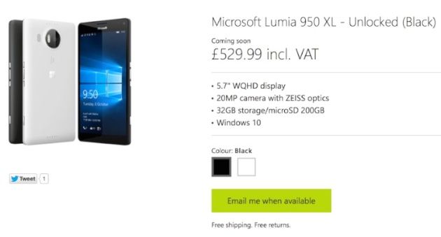 Lumia 950 cena