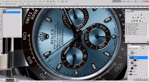 Zegarek Rolex Daytona Platinum retusz Photoshop