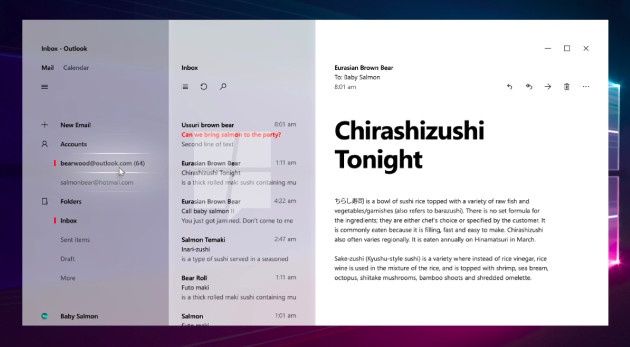 Windows 10 Project Neon Outlook