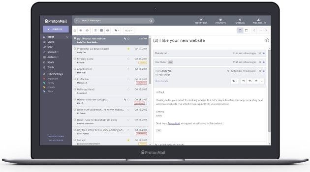 ProtonMail screen