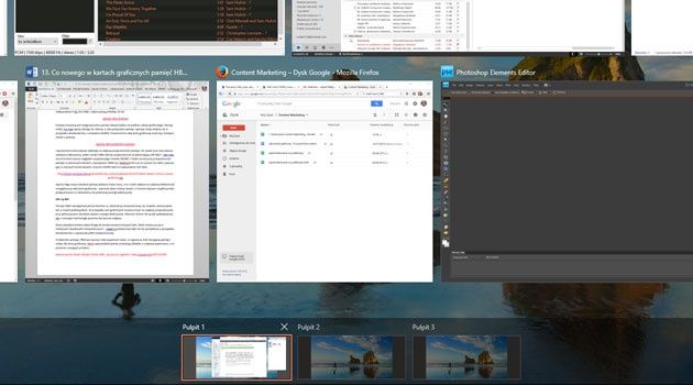 Windows 10: jak przenosić aplikacje pomiędzy wirtualnymi pulpitami