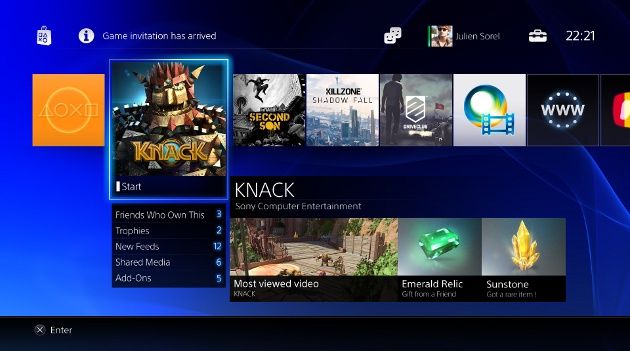 sony playstation 4 interfejs użytkownik wygląd profil