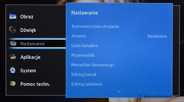 Samsung T27C370EW menu OSD nadawanie