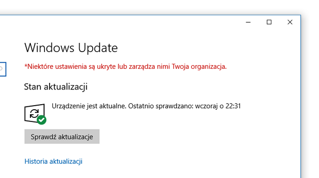 Windows 10 update status aktualny