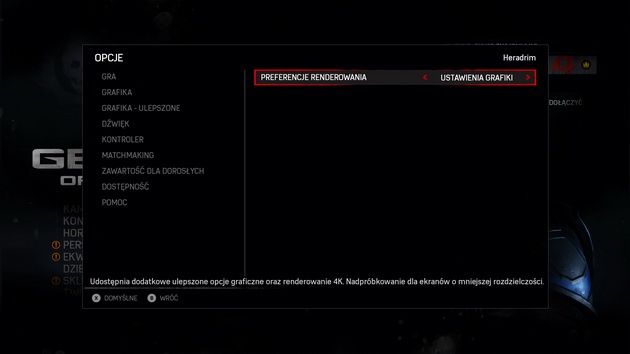 Gears of War 4 - ustawienia grafiki na Xbox One X