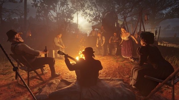 Red Dead Redemption 2 - zabawa przy ognisku