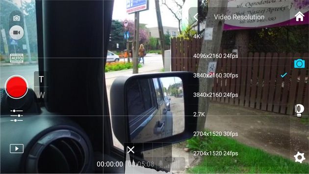 Dji Osmo - wybór rozdzielczości filmu
