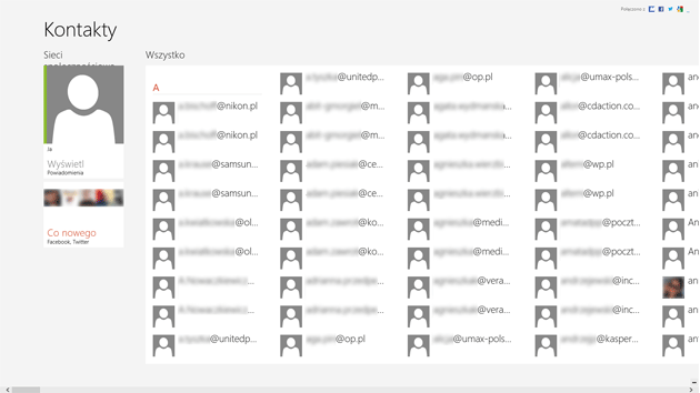 Kontakty w Windows 8