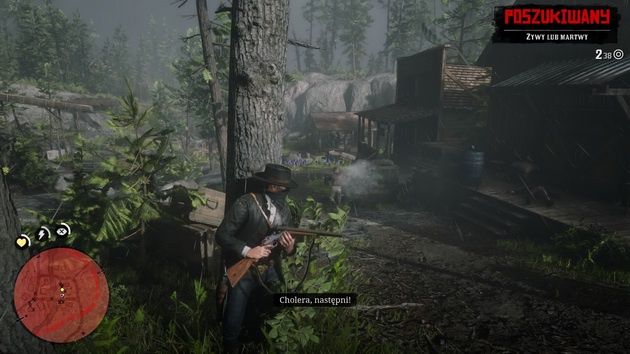 Red Dead Redemption 2 - schowany za drzewem