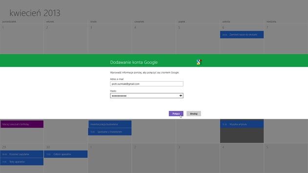 Windows 8 Kalendarz
