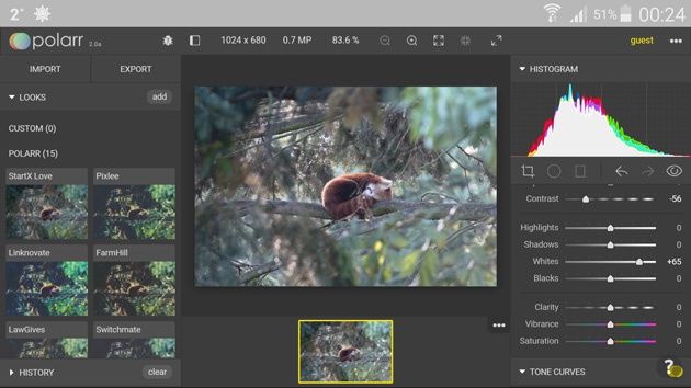Polarr PE 2.0 na smartfonie