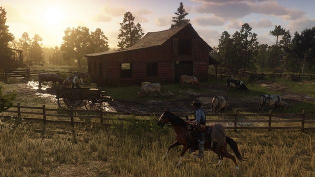 Red Dead Redemption 2 - przejazd obok farmy