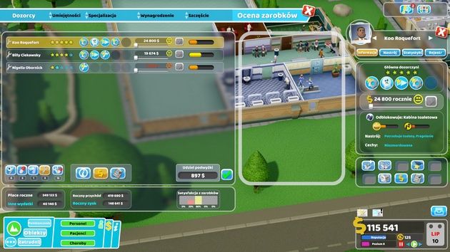 Two Point Hospital - ocena zarobków