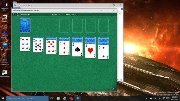 Windows 10 build 10061 Pasjans