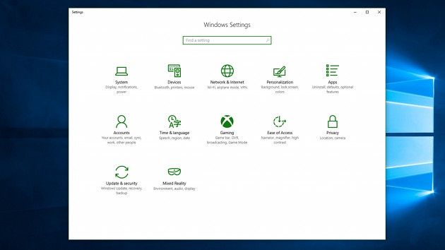 Windows 10 ustawienia