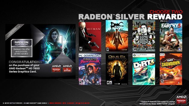 AMD Never Settle Forever promocja RADEON SILVER slajd