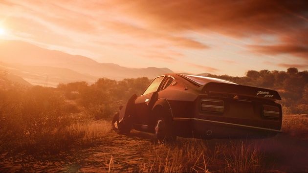 Need for Speed: Payback - samochód na tle zachodzącego słońca