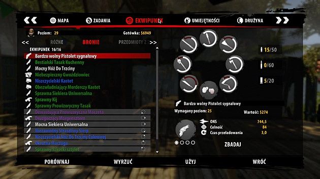 Dead Island - ekwipunek