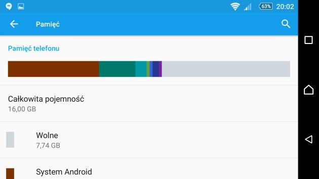Sony Xperia M5 pamięć