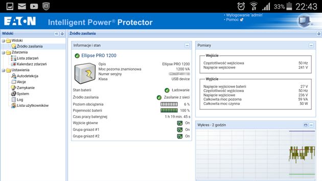 Intelligent Power Protector na smartfonie