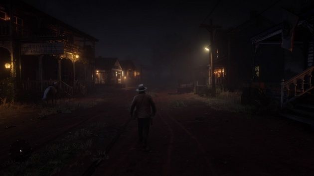 Red Dead Redemption 2 - klimatyczne westernowe miasteczko nocą