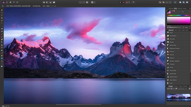 Affinity Photo 1.5 interfejs