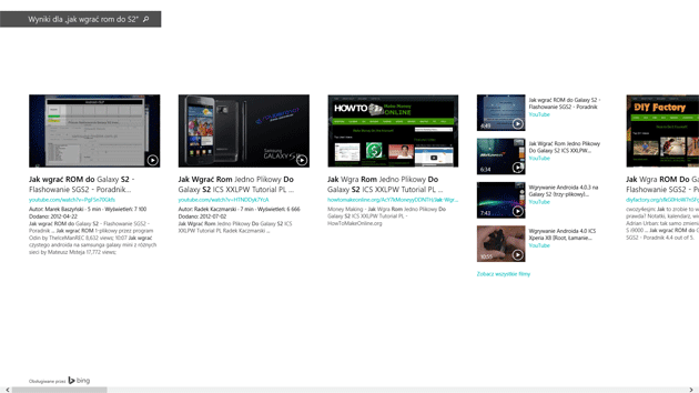Windows 8.1 - wyniki wyszukiwania Bing