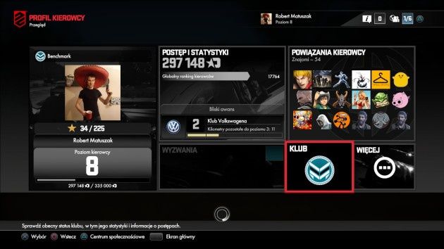 DriveClub - profil kierowcy