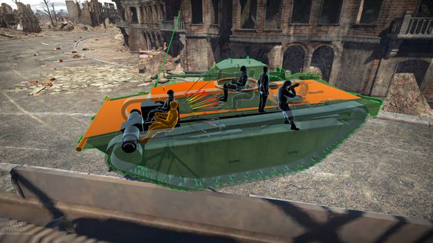 War Thunder - rentgenowska wizualizacja trajektorii pocisku