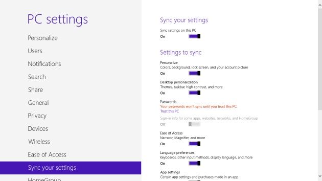 ustawienia Windows 8