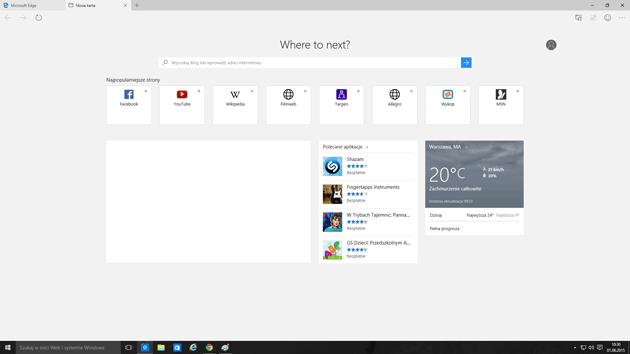 Windows 10 - delikatne zmiany w Microsoft Edge