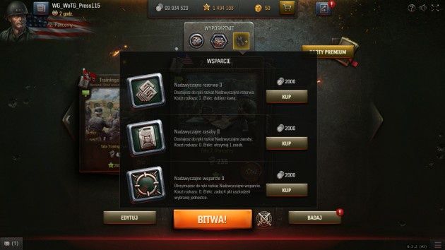 World of Tanks: Generals - wsparcie