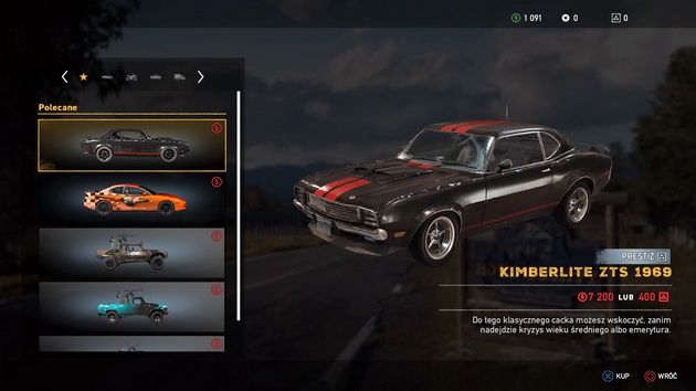 Far Cry 5 - sklep z pojazdami