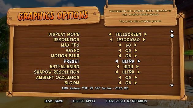 Crash Bandicoot N’Sane Trilogy - ekran ustawień grafiki