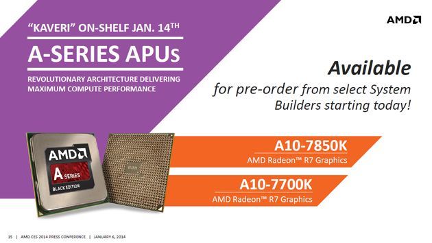AMD APU Kaveri prezentacja na CES 2014 slajd