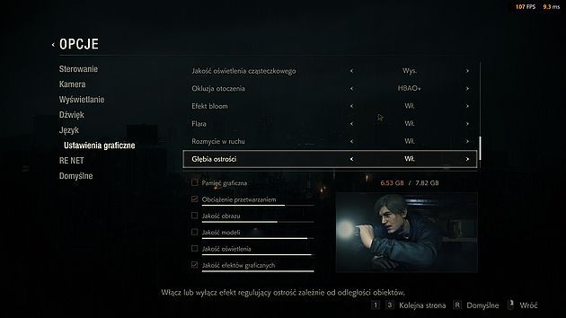 Resident Evil 2 remake - ustawienia graficzne część 4