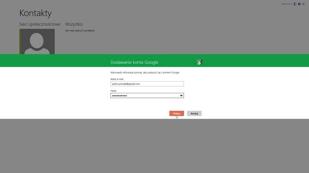 Windows 8 logowanie do kontaktów