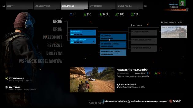 Ghost Recon: Wildlands - system rozwoju postaci