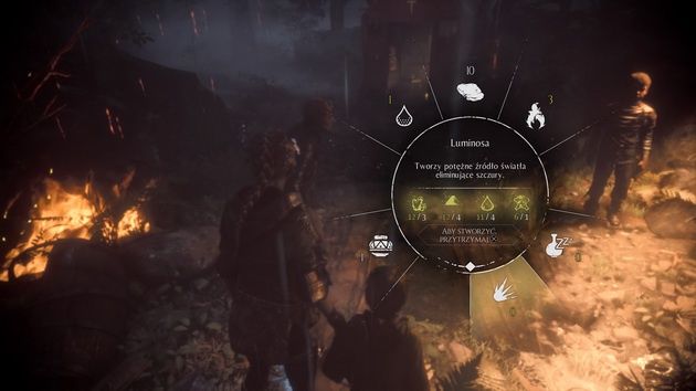 A Plague Tale: Innocence - okno wyboru rodzaju amunicji