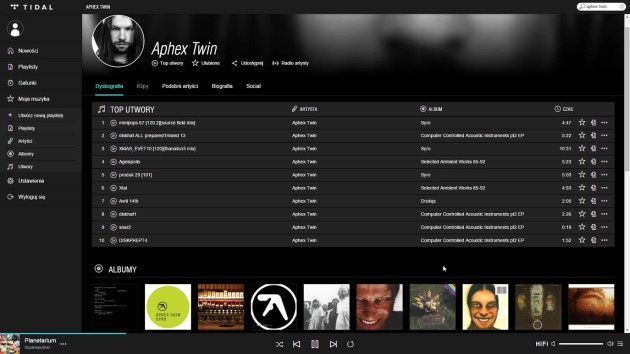 TIDAL screen