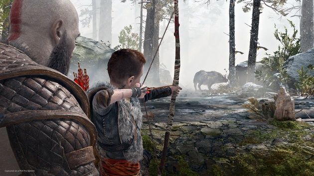 God of War - Kratos uczy Atreusa strzelać