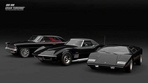 GT Sport auta Chris Holstrom Concepts 1967 Chevy Nova, Chevrolet Corvette Stingray Convertible (C3) i Lamborghini Countach LP400