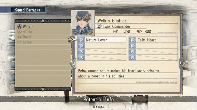 Valkyria Chronicles Remastered - cechy specjalne bohaterów